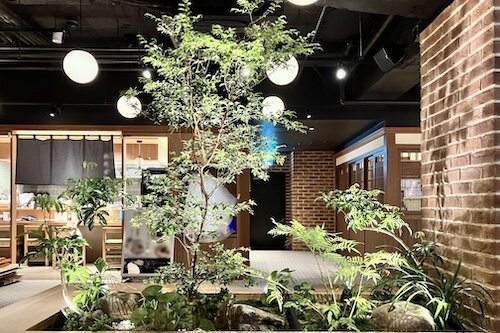 横浜商業施設　レストランフロア　植栽